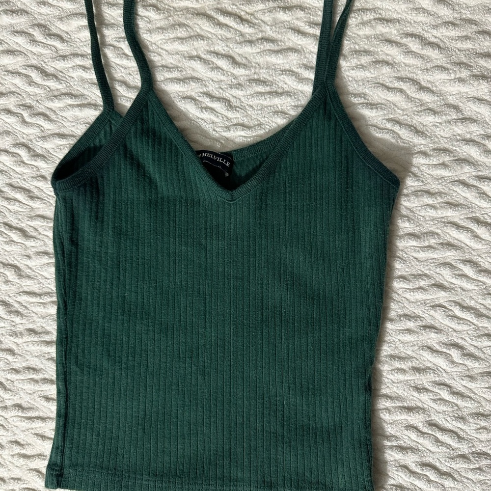 Brandy Melville Dark Green Ribbed Tank Top